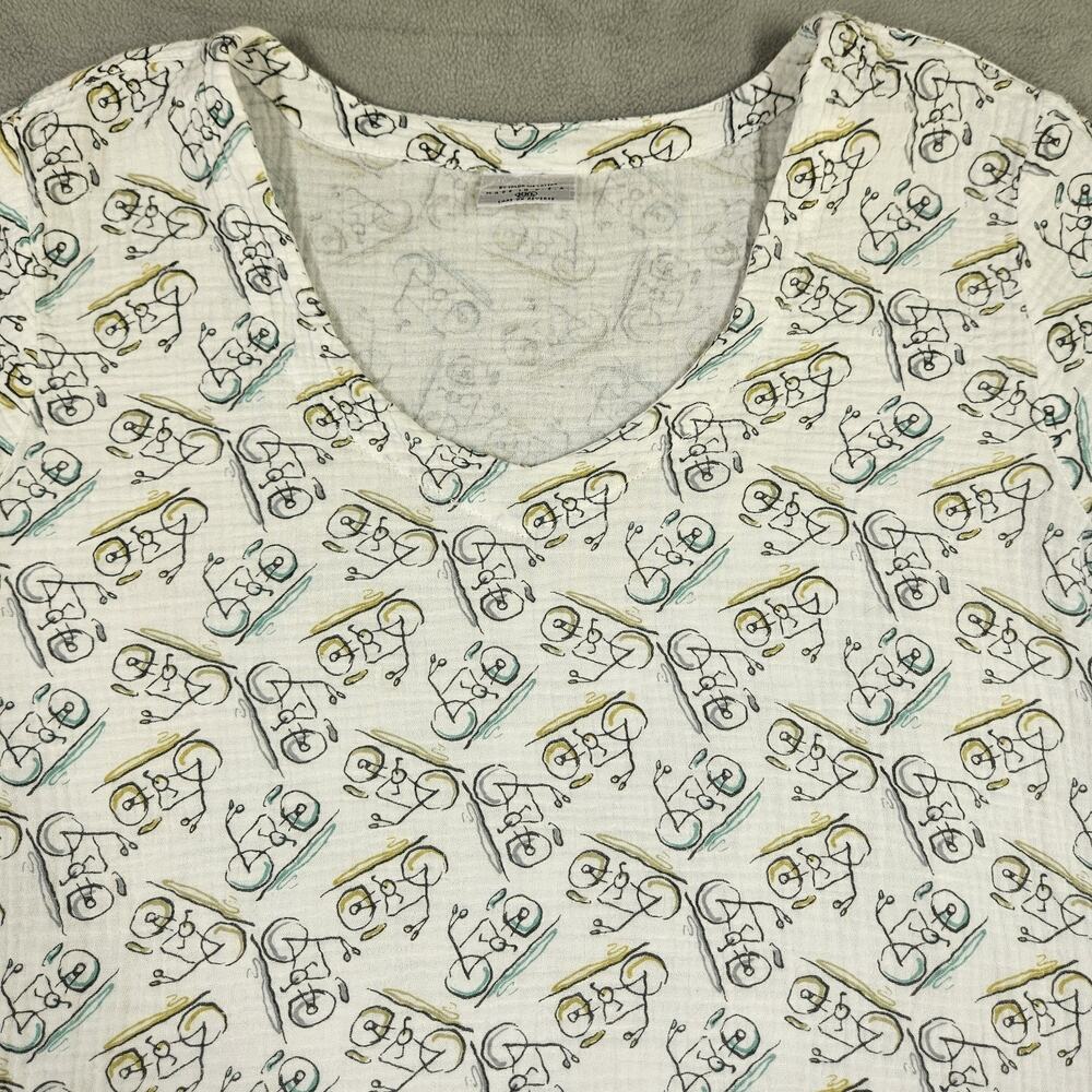 CMC Color‎ Me Cotton Top Size XXL Bicycle Print Muslin Gauze Soft Boxy Lagenlook